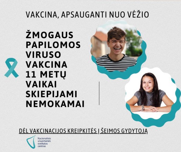 Informacija tėvams apie vaikų skiepijimą nuo žmogaus papilomos viruso (ŽPV) infekcijos