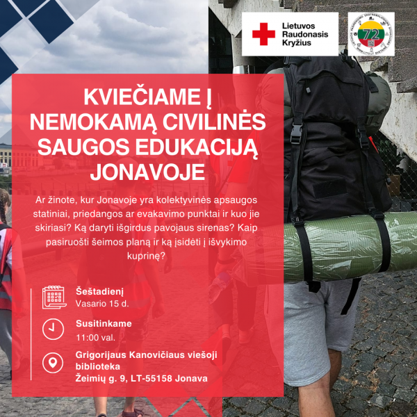 Kviečia į nemokamą civilinės saugos edukaciją Jonavoje